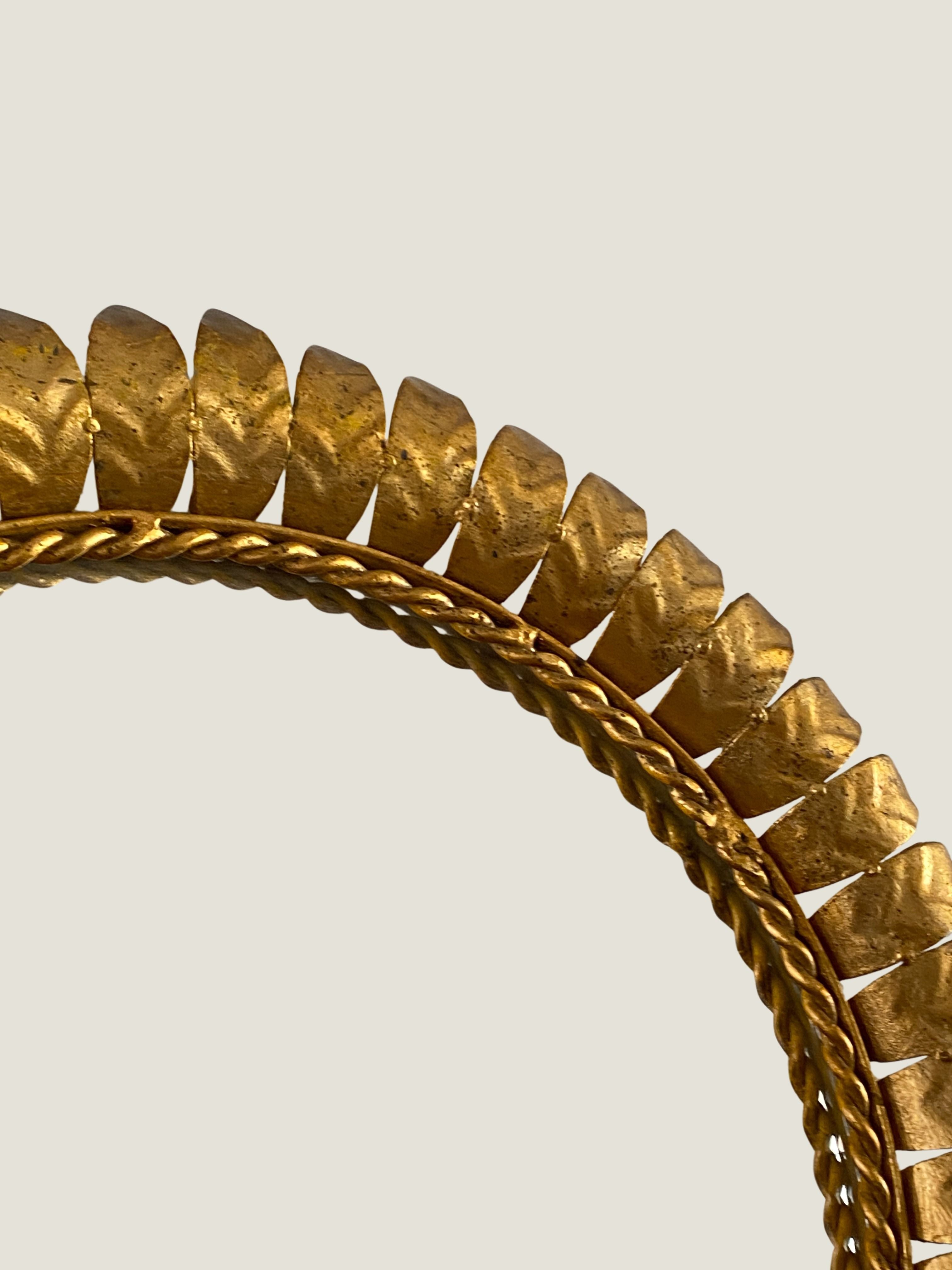 MIROIR SOLEIL EN METAL DORE - MID CENTURY - CIRCA 1950